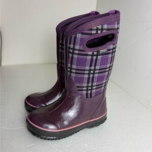 Bogs girls purple plaid boots size 12